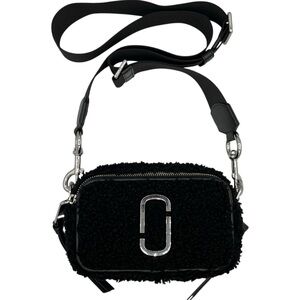 Marc Jacobs The Snapshot Teddy Crossbody Bag in Black Sherpa Faux Shearling